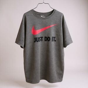Nike Gray T-Shirt with Red Swoosh